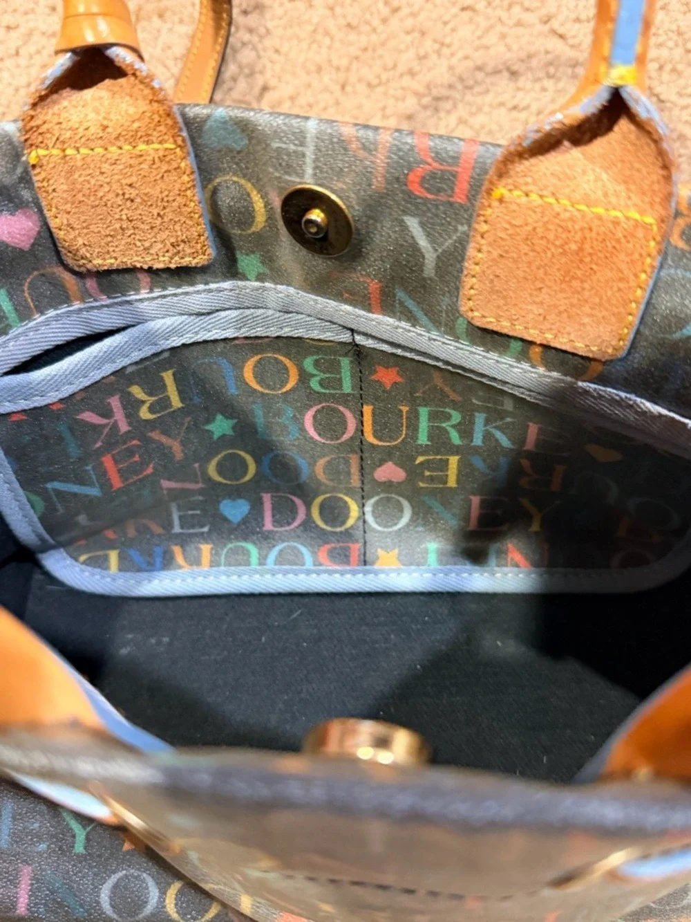 Dooney & Bourke Doodle Sac Tote Satchel Heart Charm